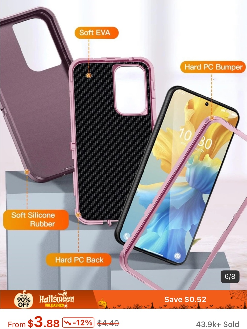 Phone Case, 3-
Proof Rugged Design 2-In-1 Anti-Drop